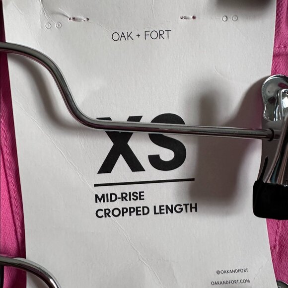 NWT Oak + Fort Cropped Twill Wide Leg Pant Pink XS - Picture 3 of 5